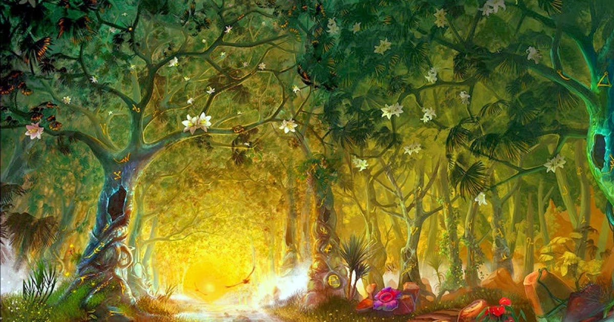 アリスと百合の不思議な世界 美しい 幻想的な画像 イラスト 壁紙 魔法の森 Magic Forest