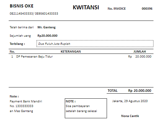 download contoh kuitansi format excel