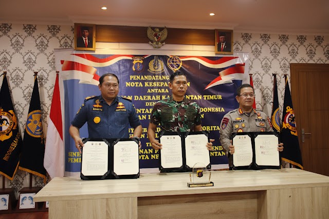 Bersinergi Dukung Pembangunan IKN, Polda Kaltim Tandatangani MOU dengan TNI AL Balikpapan, dan KSOP Balikpapan