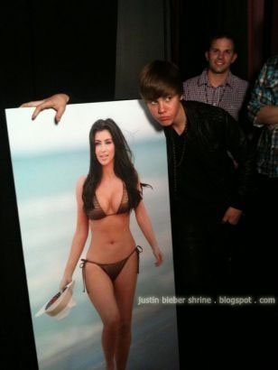 justin bieber kim kardashian poster Justin Bieber got a Kim Kardashian life