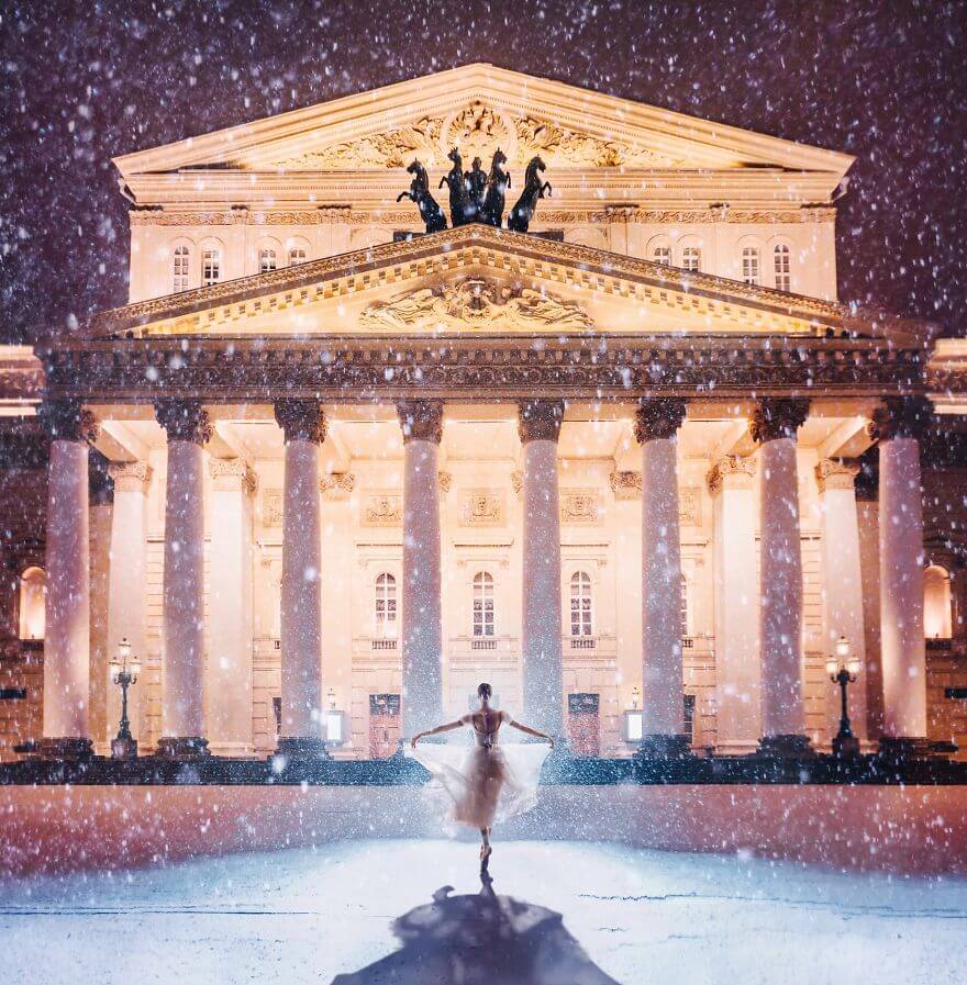 15 Pictures Of Girls In Dresses That Beautifully Match Their Backgrounds - Bolshoi Theatre, Moscow, Russia. Model Darian
