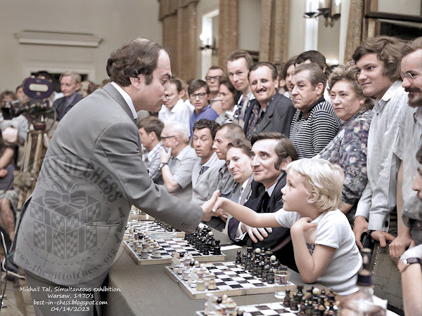 Mikhail Tal, simultaneous exhibition, Warsaw, Poland, 1970s