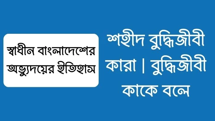 শহীদ বুদ্ধিজীবী কারা  বুদ্ধিজীবী কাকে বলে