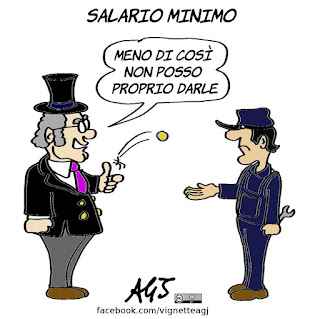 salario minimo, lavoro, precari, dignità del lavoro, vignetta, satira