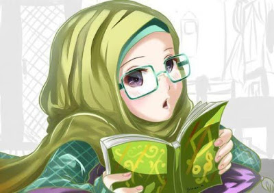 Gambar Kartun Muslimah Bercadar dan Berkacamata