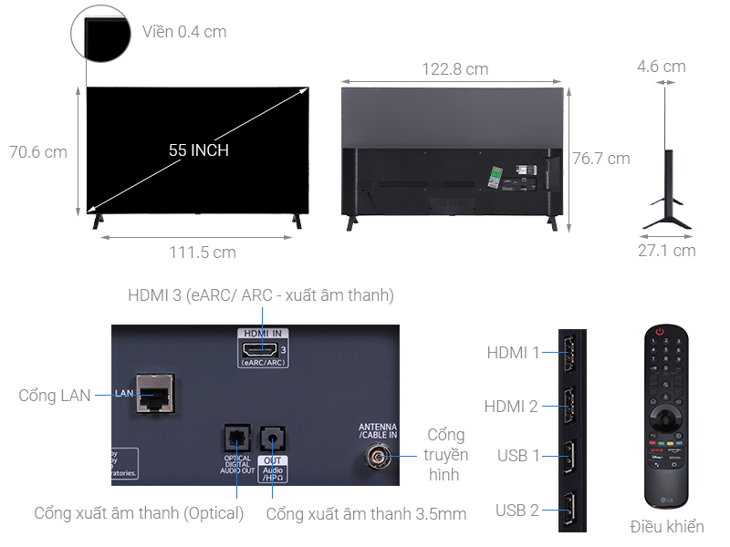 Smart Tivi OLED LG 4K 55 inch 55A1PTA
