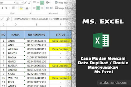 Cara Mudah Mencari Data Duplikat / Double Menggunakan Ms Excel