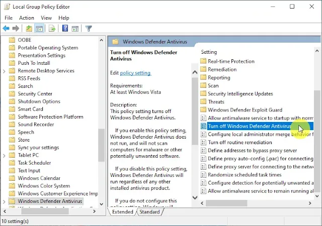 Cara Mematikan Windows Defender Secara Permanen Menggunakan Group Policy Editor