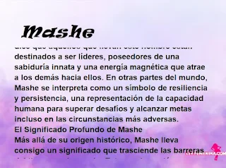 ▷ Significado del nombre Mashe