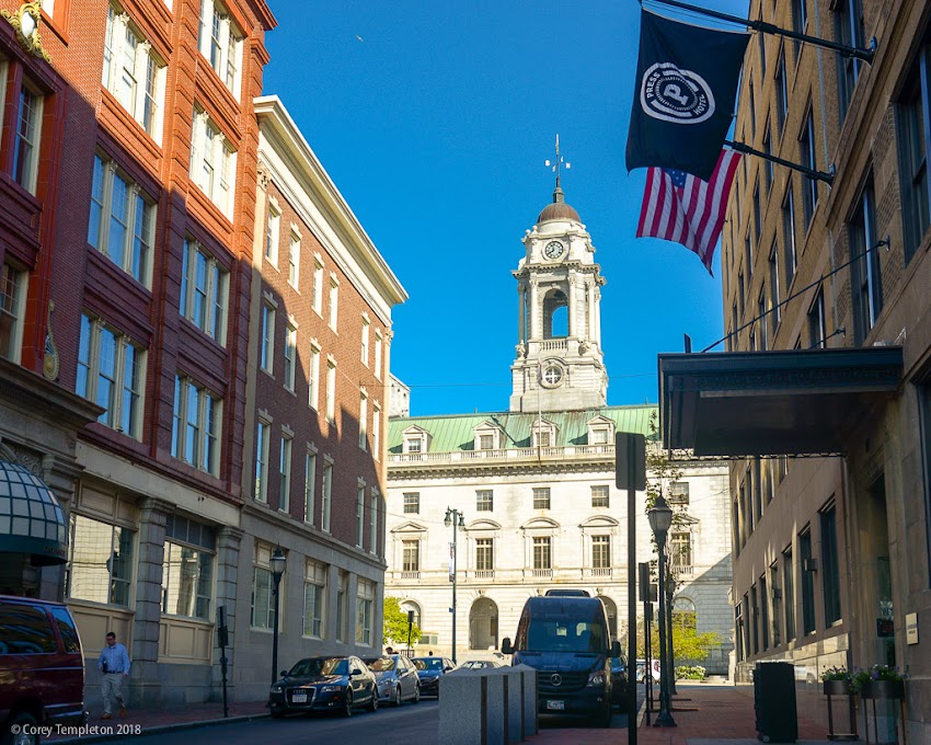 Portland, Maine USA May 2018 photo by Corey Templeton Nothing but blues skies beyond Portland City Hall.