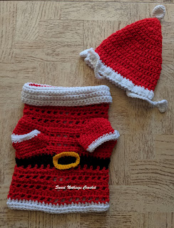 Full set of SANTA cat hat & santa cat body jacket  - a free crochet pattern from Sweet Nothings Crochet