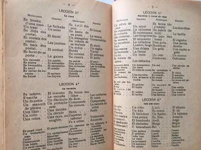 Vocabulario mallorquín español , nociones de lenguaje , 1947, lección tercera