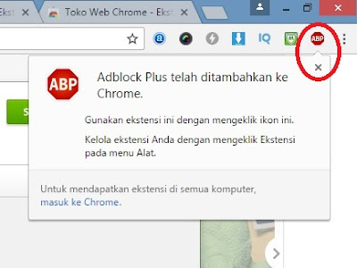 Adblock Plus telah terpasang - Cara Menghilangkan Iklan di Browser Google Chrome