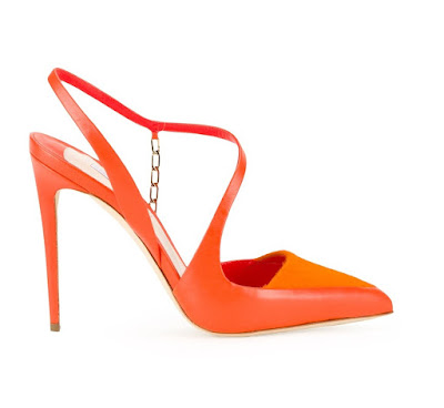 Olgana Orange Chain detail close toe pumps