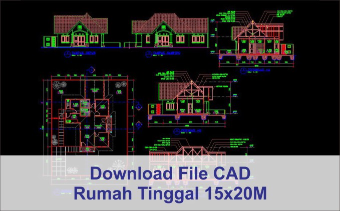 download rumah 15x20 File AutoCad