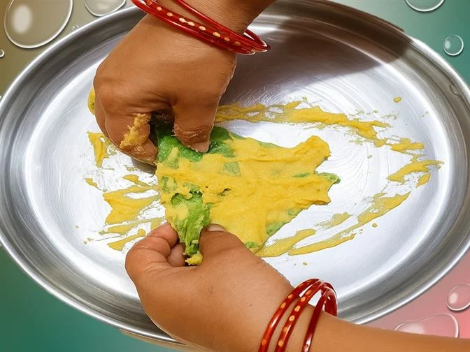 Rolling Layered Arbi Leaves