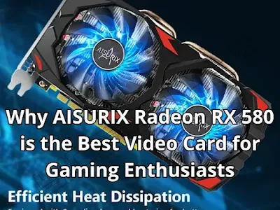 AISURIX Radeon RX 580 Graphic Cards, 2048SP, Real 8GB, GDDR5, 256 Bit, Pc Gaming Radeon Video Card for AMD, 2XDP, HDMI, PCI Express 3.0 with Freeze Fan Stop for Desktop Computer Gaming Gpu