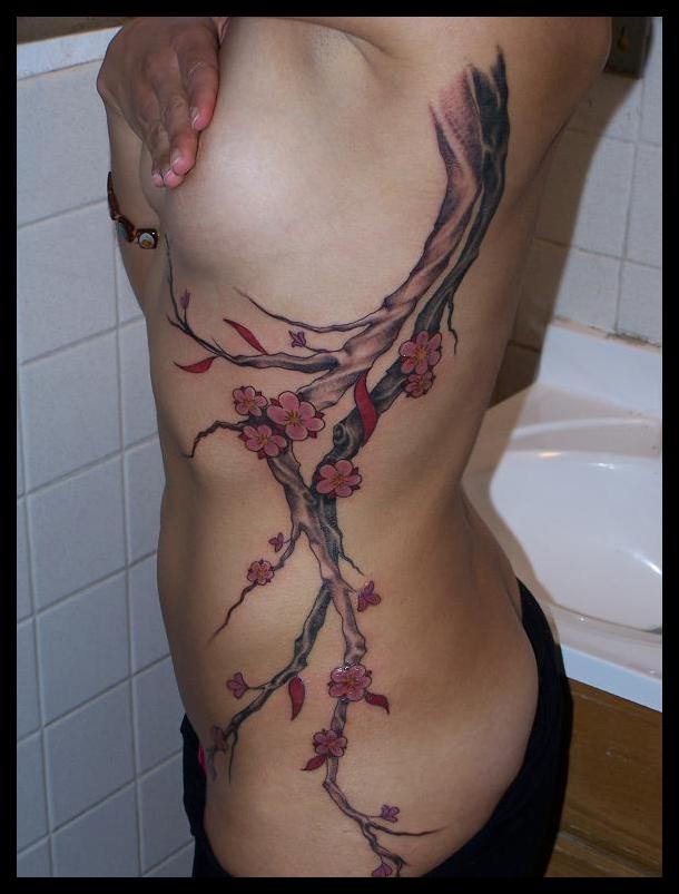 Cherry Blossoms Tattoo. This flower symbolizes life and is comparable to 