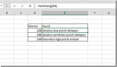 cara fungsi terbilang excel