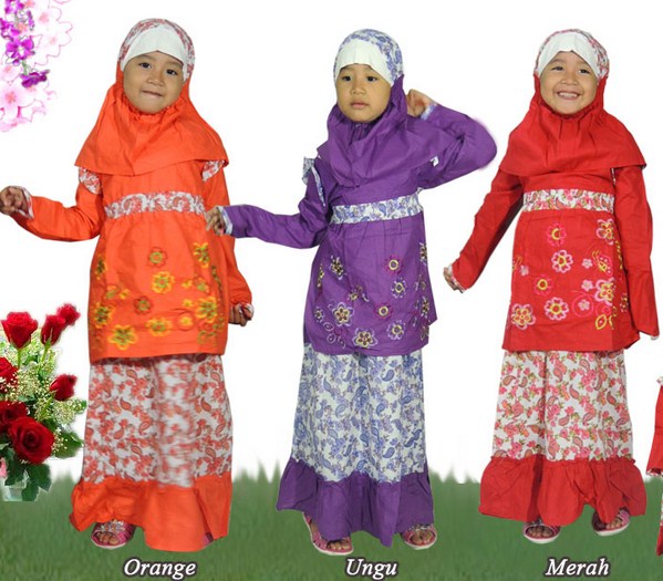 Contoh Baju Batik Muslim Anak  Perempuan dan Laki laki 