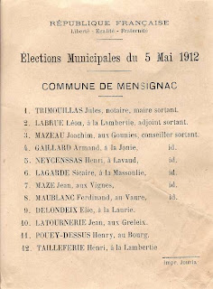 Élection des Conseillers Municipaux entre 1838 et 1925 de Saint-Astier et Mensignac