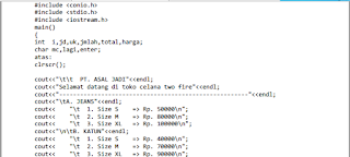 Contoh Aplikasi Penjualan Pakain Di Bahasa Pemrograman C++