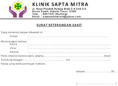 Contoh Surat, Keterangan Sakit, Surat Keterangan Dokter 