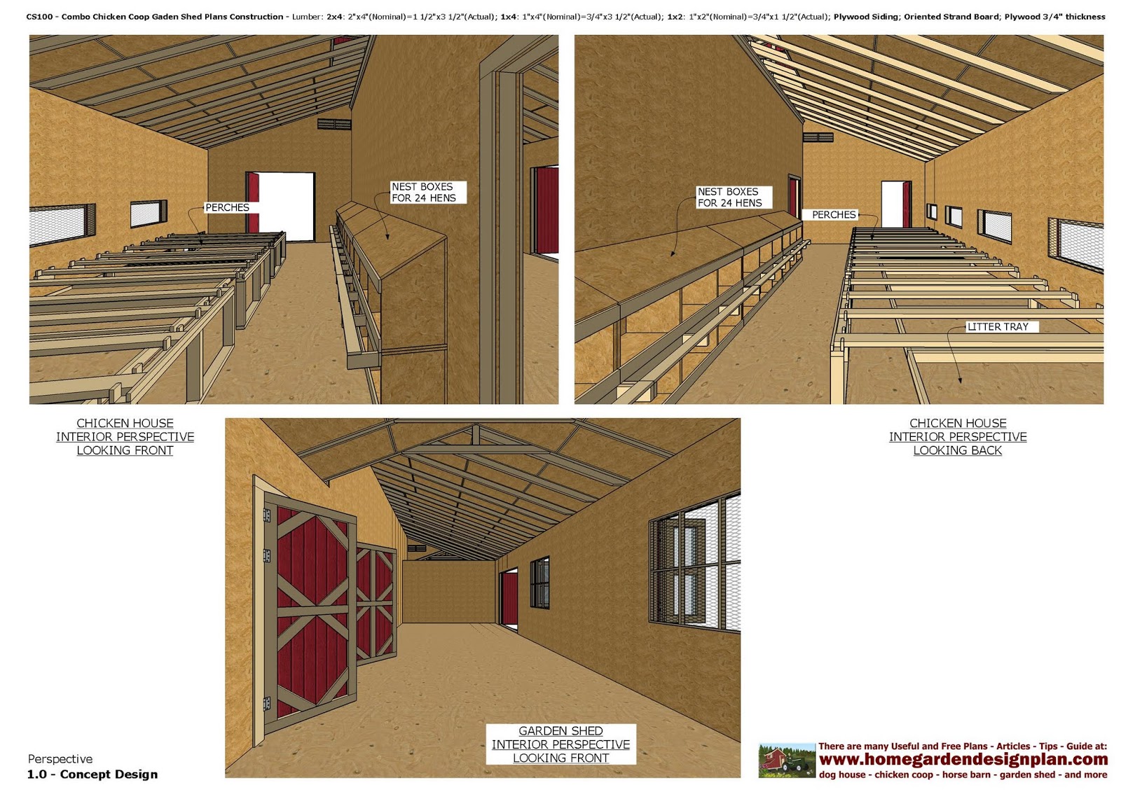 home garden plans: CS100 - Combo Chicken Coop Plans Garden ...