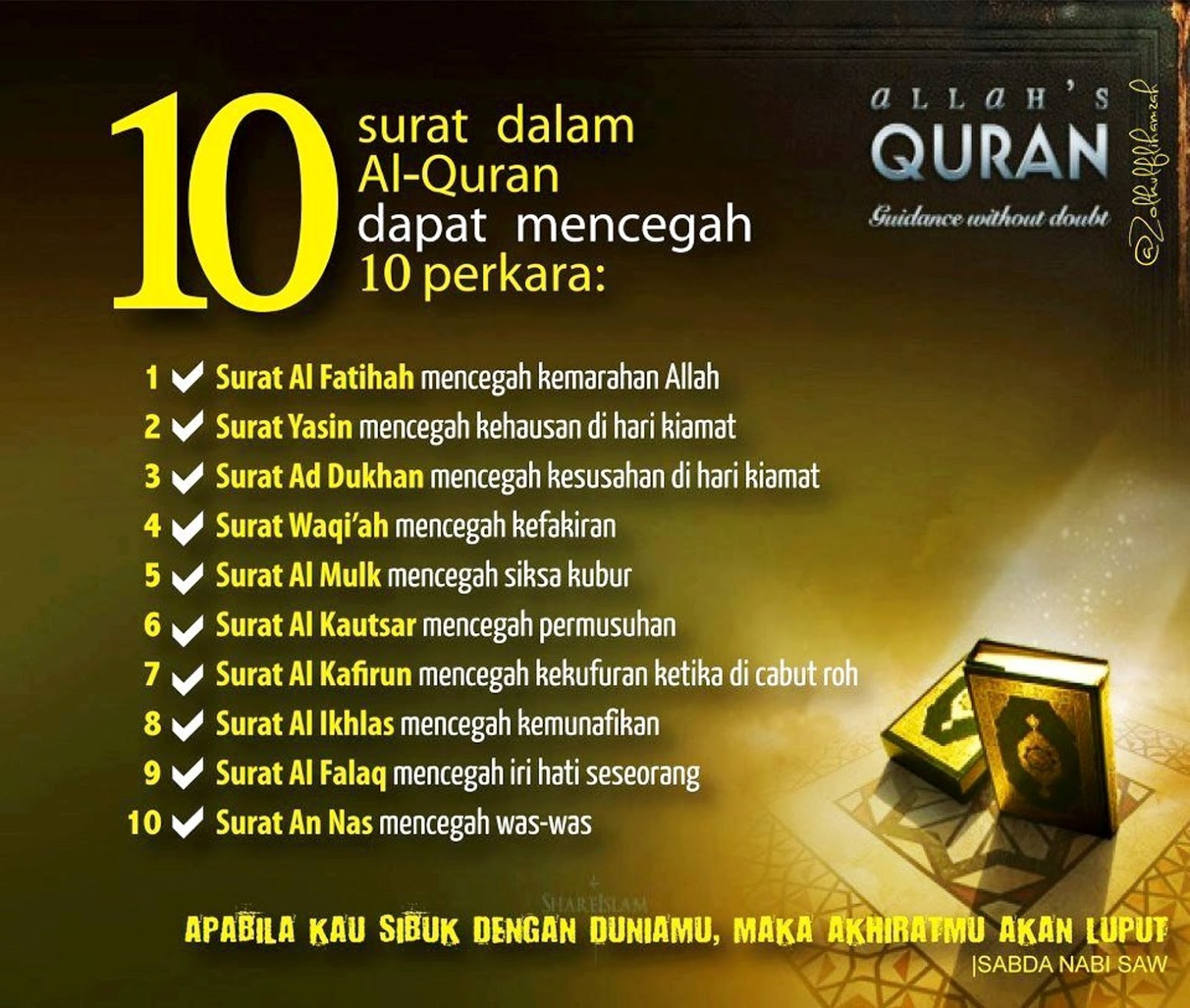MEMERANG SUNGAI 10 Surah Dalam  Al  Quran  Dapat Mencegah 10 