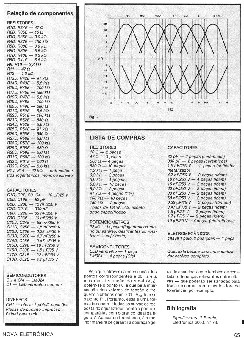 ARQUIVO HISTÓRICO! NOVA ELETRÔNICA n.110 - 04/1986 EQUALIZADOR DE ÁUDIO