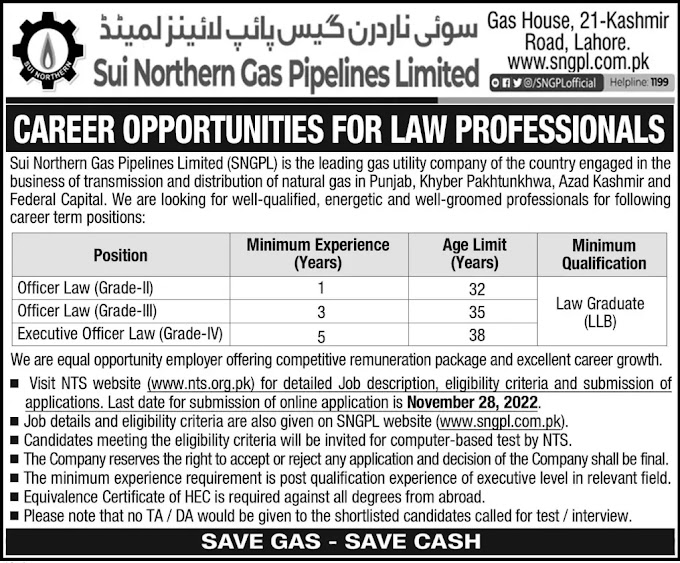 Latest Sui Northern Gas Ltd Jobs 2022 | Apply online 