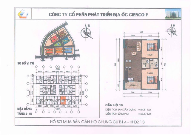 Mặt bằng căn hộ 10 chung cư b1.4 hh02-1b thanh hà