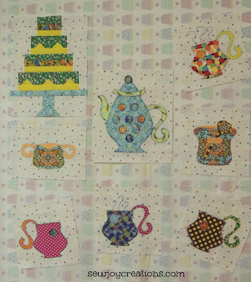 tea party applique tea cup blocks bright whimsical quilt blocks