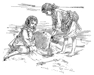 beach children ocean sand image sand castle illustration