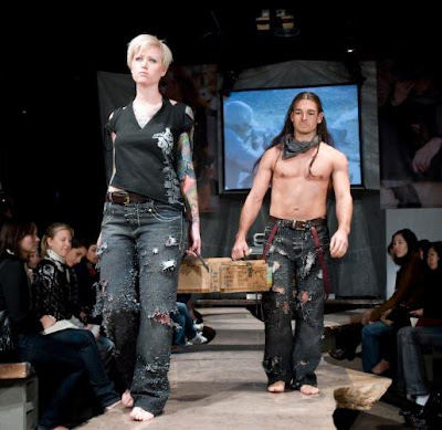 a man and a woman walked out the runway in