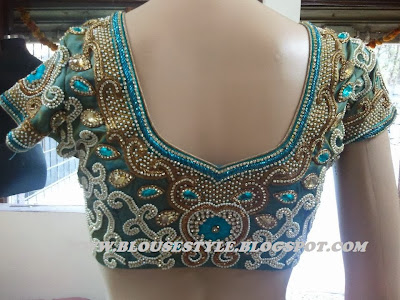 wedding mehendhi designs back neck blouse