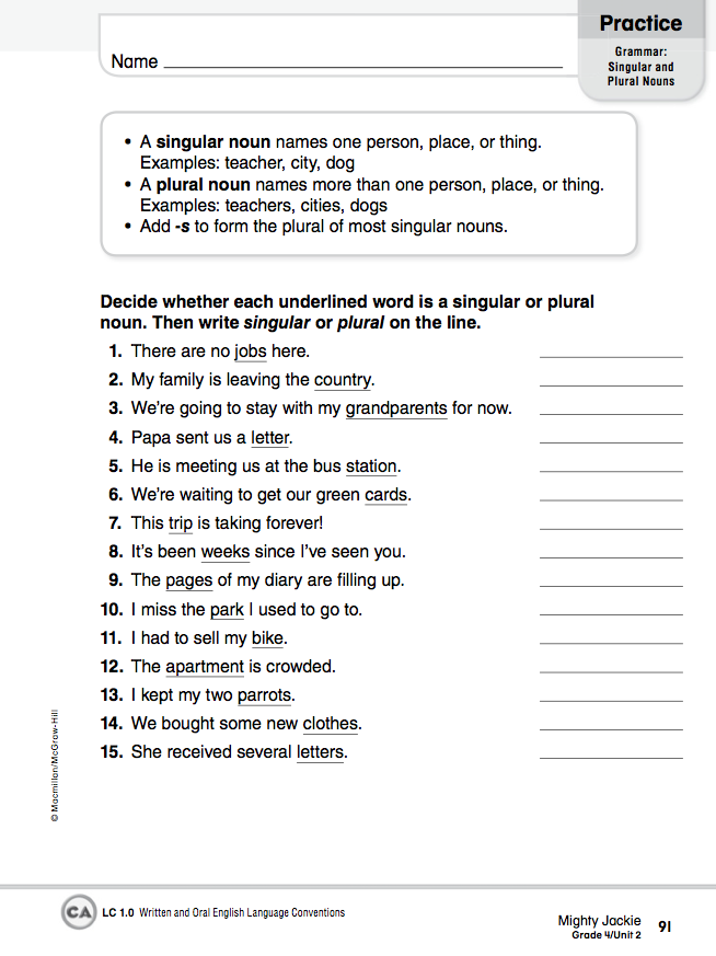 homework 2012 2013 wednesday october 10th plural and