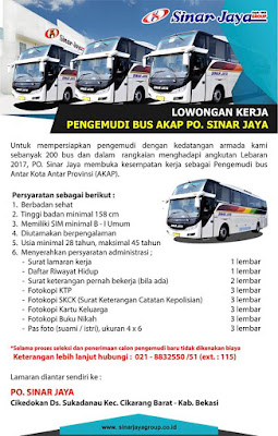 Lowongan Kerja Po Sinar Jaya Pengemudi Supir Bus Akap Lowongan Kerja Loker Terbaru