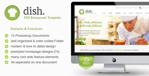 Dish Multipurpose PSD Restaurant Template - Restaurants & Cafes Entertainment