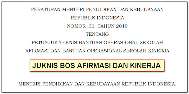 PETUNJUK TEKNIS BANTUAN OPERASIONAL SEKOLAH AFIRMASI DAN BANTUAN OPERASIONAL SEKOLAH KINERJA