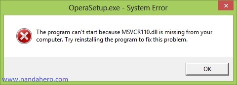 Cara Mengatasi MSVCR110.dll is missing Masalah Error pada Windows