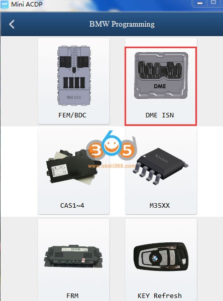 Read BMW F30 N20 DME ISN by Yanhua Mini ACDP 4