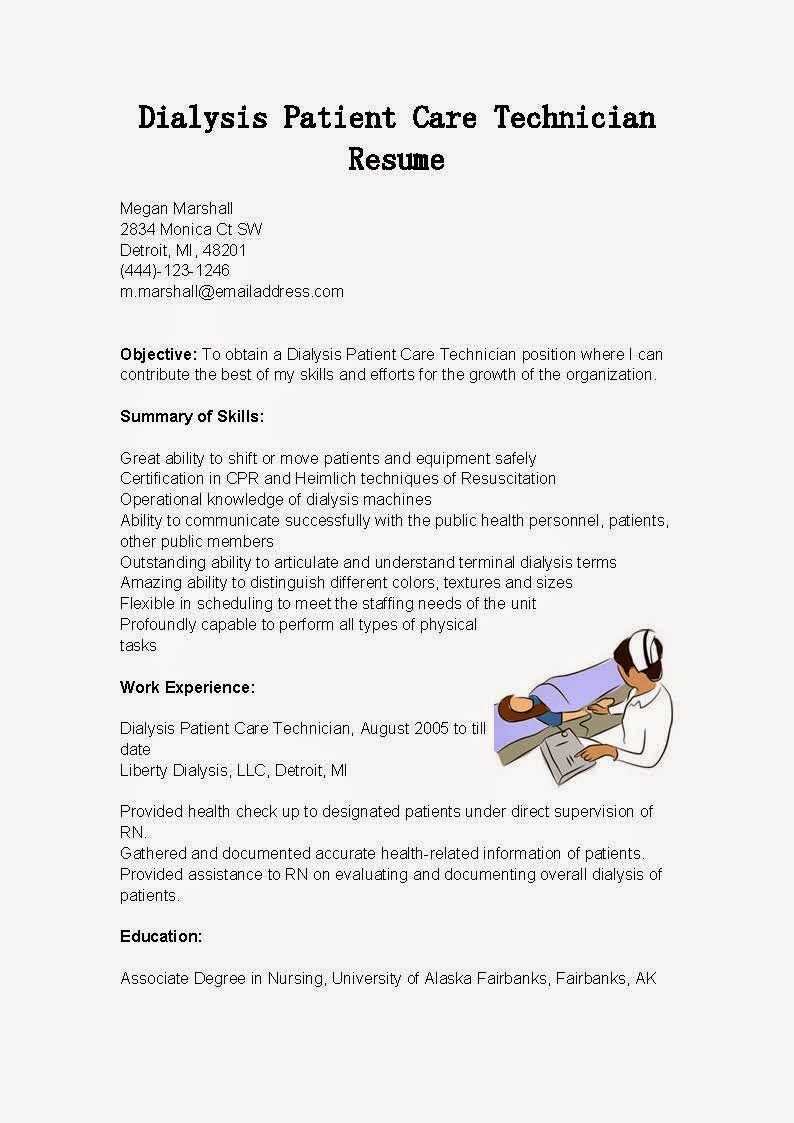 Resume Samples Dialysis Patient Care Technician Resume Sample