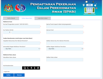 Cara Daftar Akaun Baru SPA8i