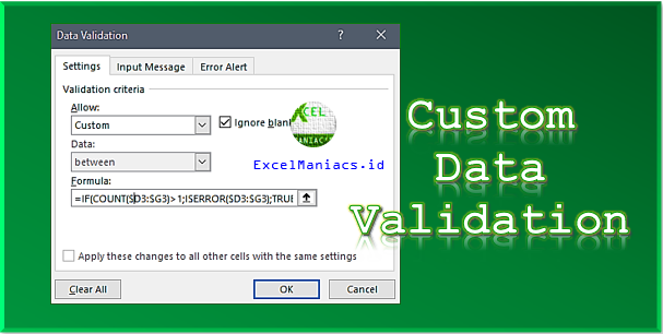 Cara Memproteksi Cell dengan Data Validation