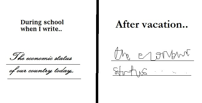 My Writing Skills - During School When I Write vs. After Vacation