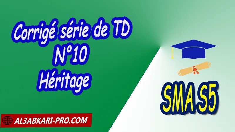 Corrigé série de TD N°10 Héritage - Programmation orientée objets (java) Programmation orientée objets (java) Informatique sma s5 programmation orientée objets java programmation classe polymorphisme objets Application Interaction Réutiliser étendre Héritage généricité encapsulation abstraction de données C++ Sciences Mathématiques et Applications Semestre 5 SMIA S5 Cours de Informatique: programmation orientée objets (java) Résumé cours de Informatique: programmation orientée objets (java) Travaux pratiques de Informatique: programmation orientée objets (java) Exercices corrigés de Informatique: programmation orientée objets (java) Série d'exercices corrigés de Informatique: programmation orientée objets (java) Contrôle corrigé de Informatique: programmation orientée objets (java) Examens corrigés de Informatique: programmation orientée objets (java) Travaux dirigés td de Informatique: programmation orientée objets (java) Modules de Semestre 5 Sciences Mathématiques et Applications Faculté Science Université Faculté des Sciences Facultés des sciences et Techniques