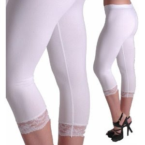 white capri leggings with lace detail