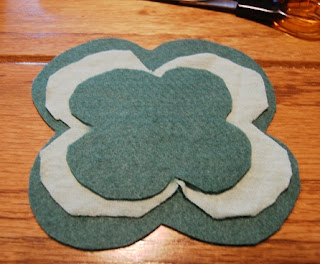 Pink Calico: Green Felt, Glued