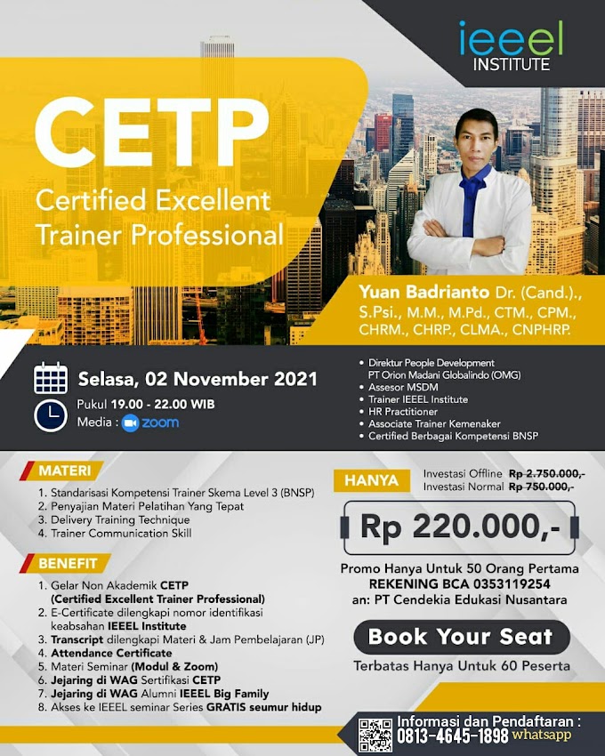 Certified Excellent Trainer Professional Batch November 2021